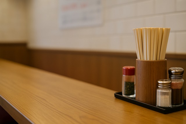 counter_condiments_chopsticks_set
