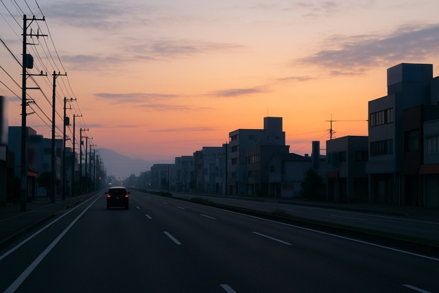 tokushima_road_sunset